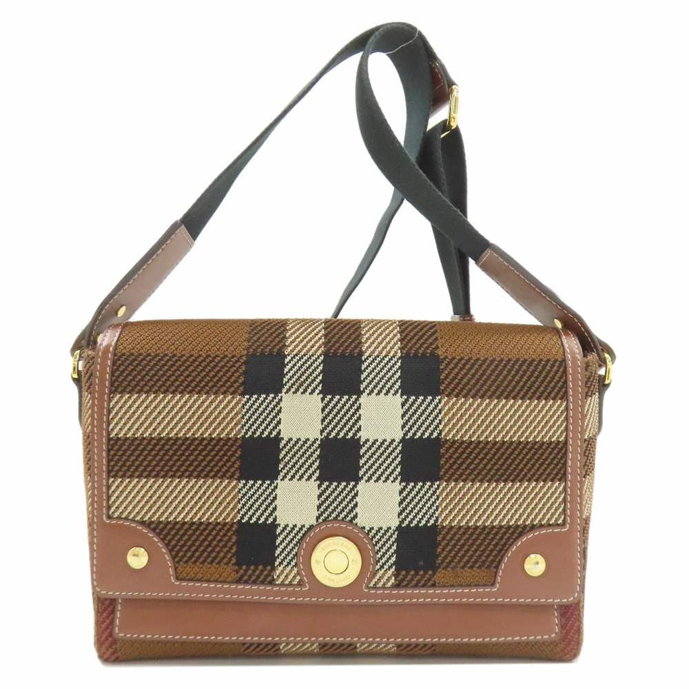 Burberry Check Shoulder Bag Canvas Leather - Picture 11 of 11